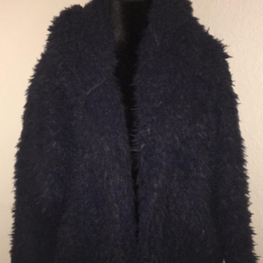 Express Navy blue faux fur jacket